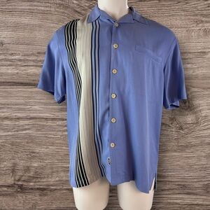 Nat Nast Luxury Originals Mens Blue Silk Short Sleeve Button Up Medium (19)